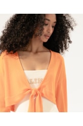 Blusa Amarração Malha Tricot Laranja