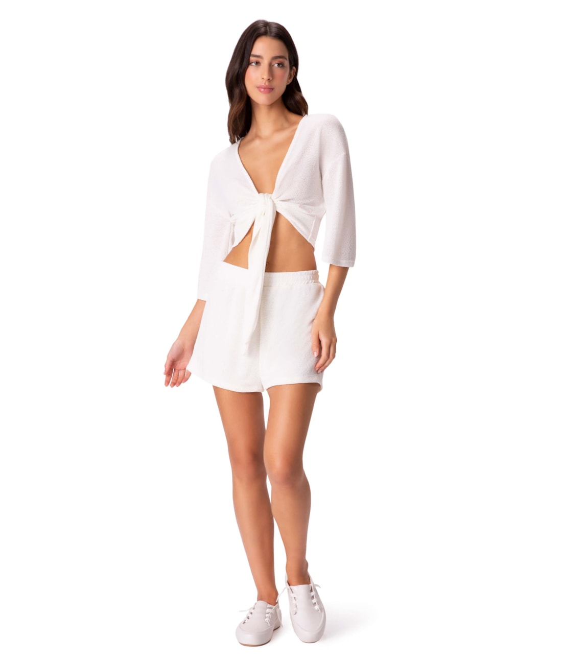 Blusa Amarração Malha Tricot Off White