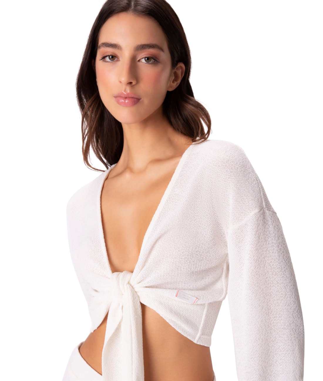 Blusa Amarração Malha Tricot Off White