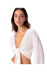 Blusa Amarração Malha Tricot Off White