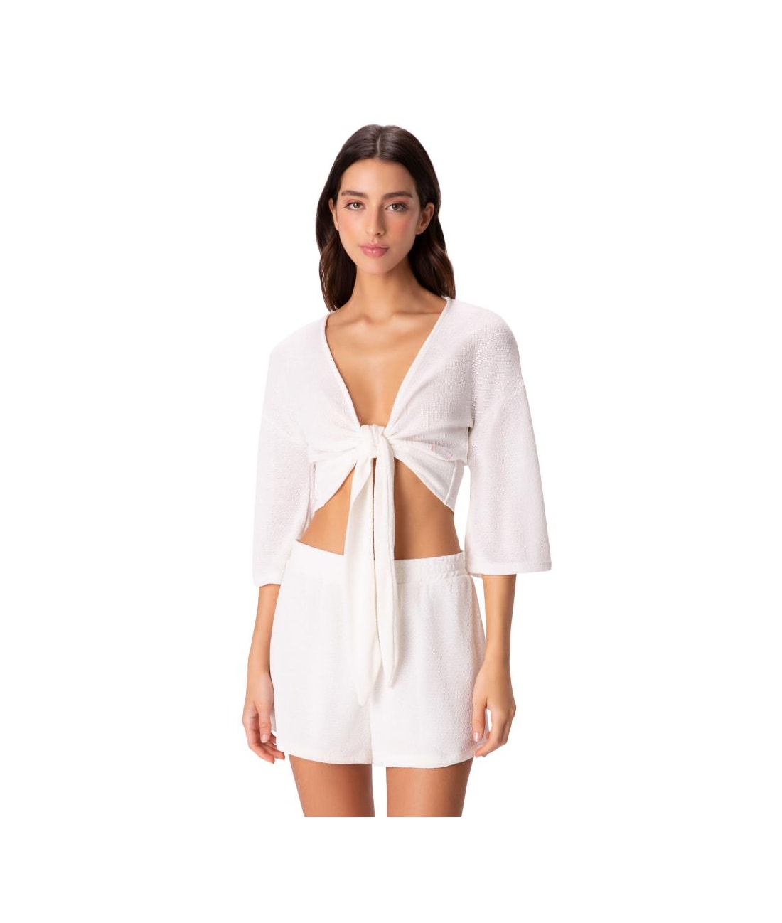 Blusa Amarração Malha Tricot Off White