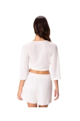 Blusa Amarração Malha Tricot Off White