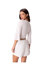 Blusa Amarração Malha Tricot Off White