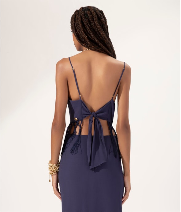 Blusa Amour Franjas Dark Navy
