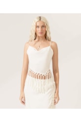 Blusa Amour Franjas Off White