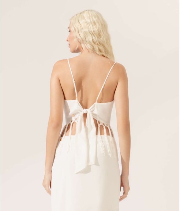 Blusa Amour Franjas Off White