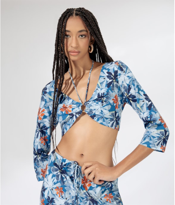 Blusa Argola Blossom Azul Bic