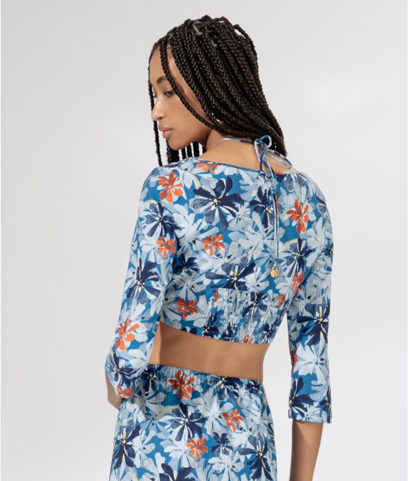 Blusa Argola Blossom Azul Bic