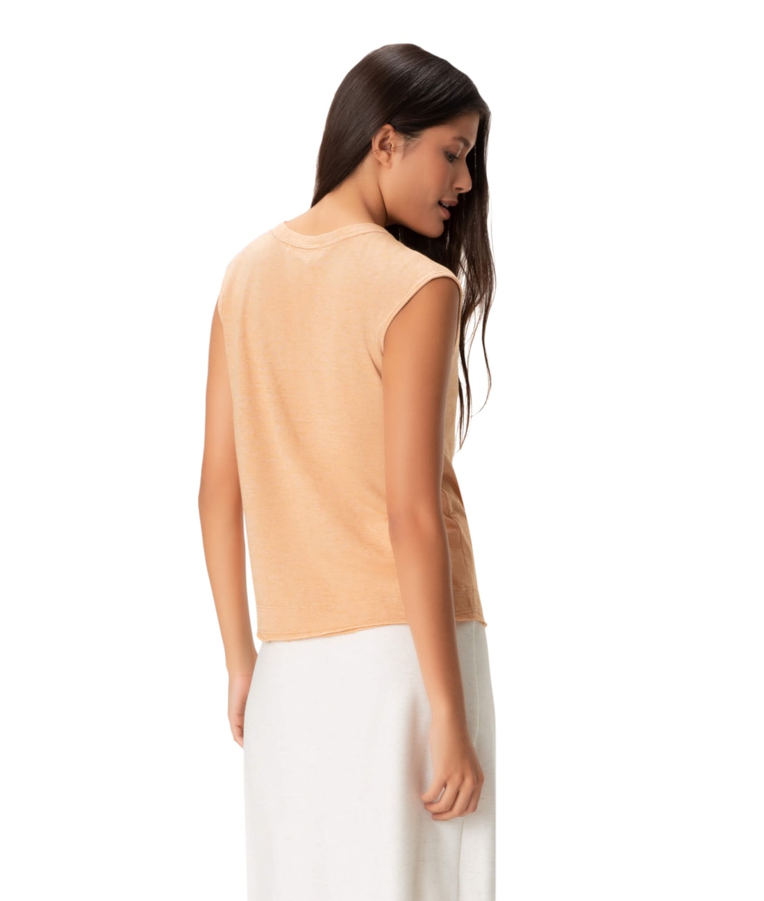 Blusa Barra Aplicada Cotton Linho Bege