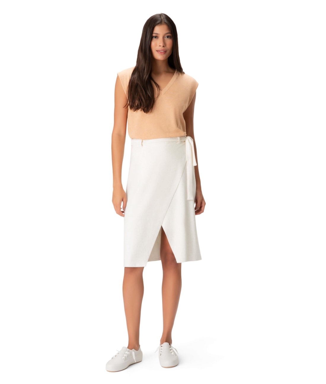 Blusa Barra Aplicada Cotton Linho Bege