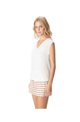 Blusa Barra Aplicada Cotton Linho Natural