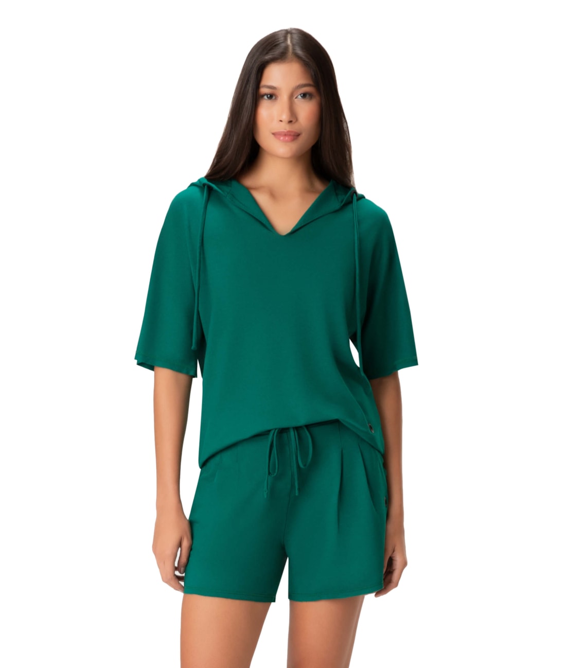 Blusa Capuz Moletinho Verde Escuro