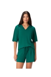 Blusa Capuz Moletinho Verde Escuro
