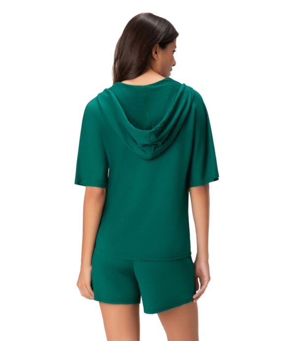 Blusa Capuz Moletinho Verde Escuro