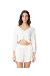 Blusa Com Argola Linho Off White