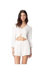 Blusa Com Argola Linho Off White