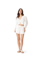 Blusa Com Argola Linho Off White