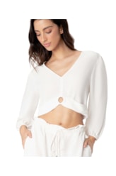 Blusa Com Argola Linho Off White