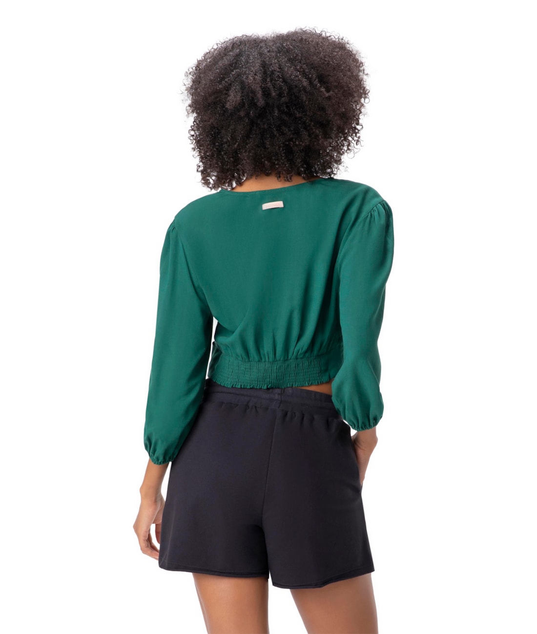 Blusa Com Argola Linho Verde Escuro