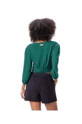 Blusa Com Argola Linho Verde Escuro