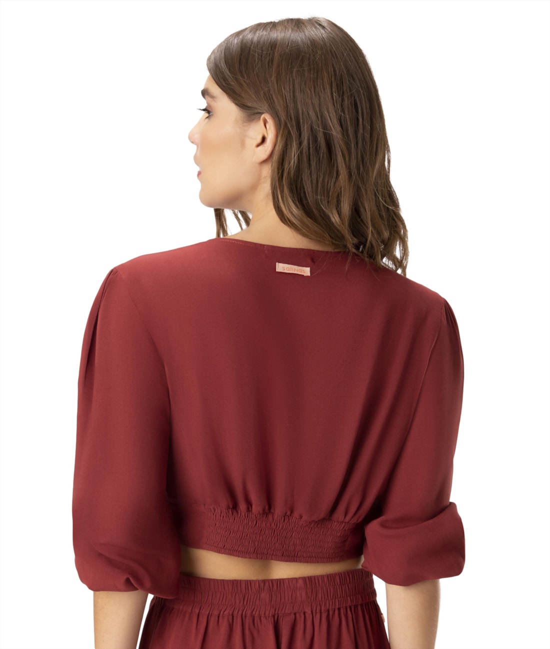 Blusa Com Argola Linho Vinho