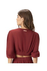 Blusa Com Argola Linho Vinho