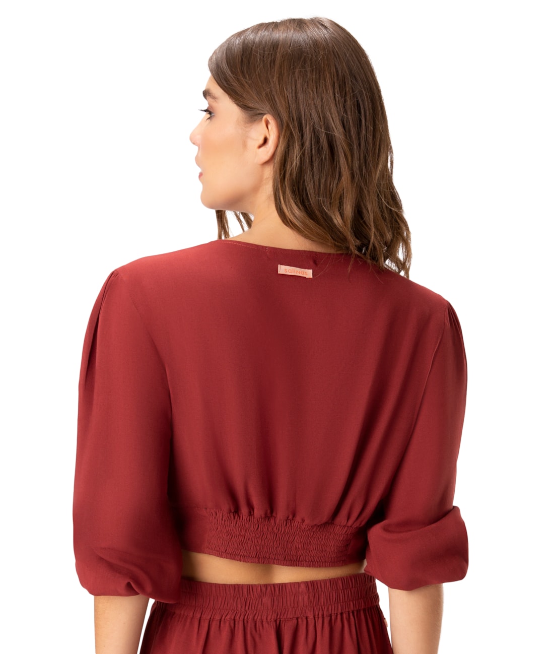 Blusa Com Argola Linho Vinho