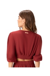 Blusa Com Argola Linho Vinho