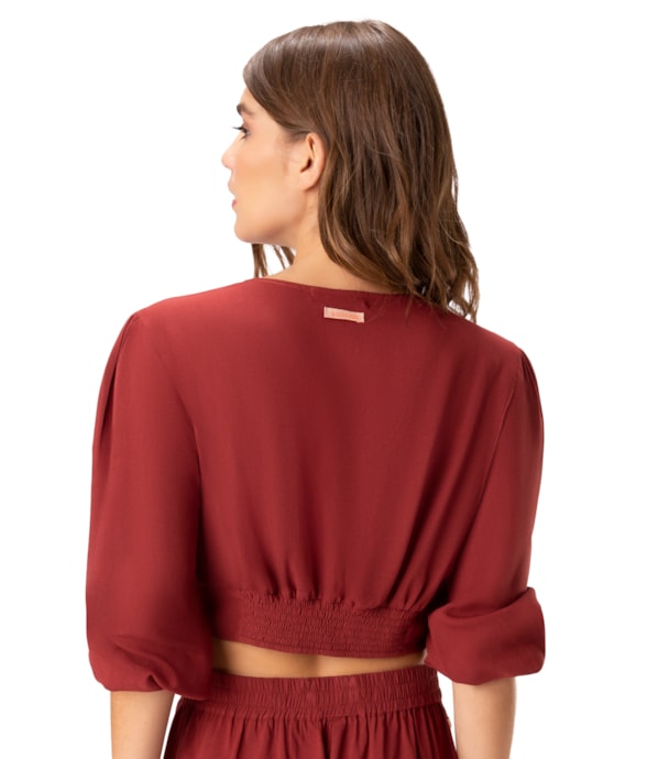 Blusa Com Argola Linho Vinho