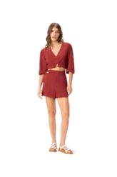 Blusa Com Argola Linho Vinho