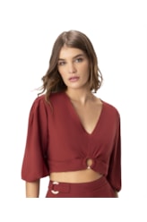 Blusa Com Argola Linho Vinho