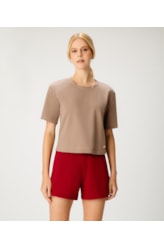 Blusa Cotton Twill Manga Larga Tabaco