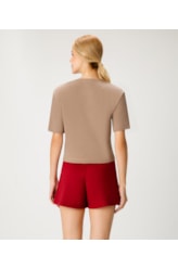 Blusa Cotton Twill Manga Larga Tabaco