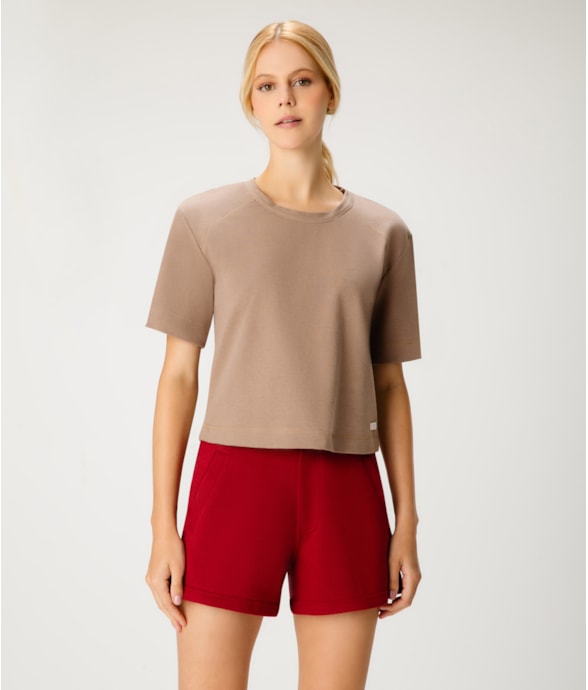 Blusa Cotton Twill Manga Larga Tabaco