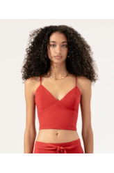 Blusa Cropped Linen Blend Vermelho