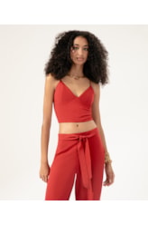 Blusa Cropped Linen Blend Vermelho
