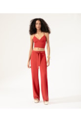 Blusa Cropped Linen Blend Vermelho
