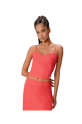 Blusa Cropped Social Linho Vermelho