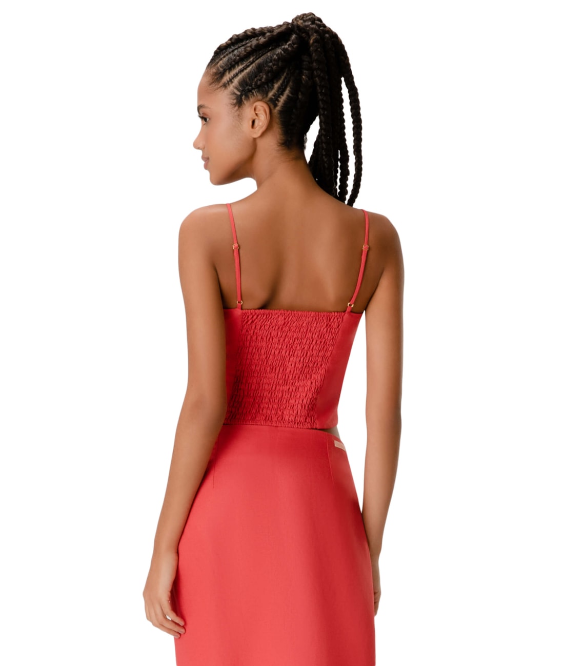 Blusa Cropped Social Linho Vermelho