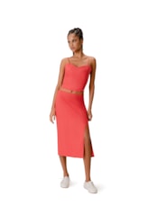 Blusa Cropped Social Linho Vermelho