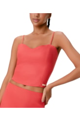Blusa Cropped Social Linho Vermelho