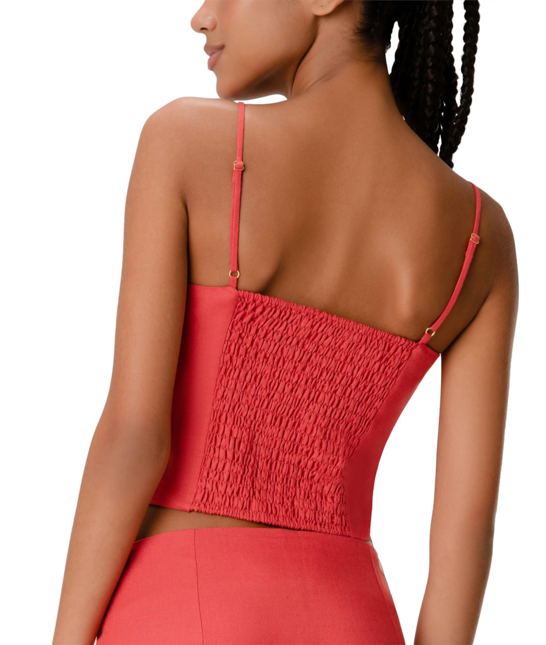 Blusa Cropped Social Linho Vermelho