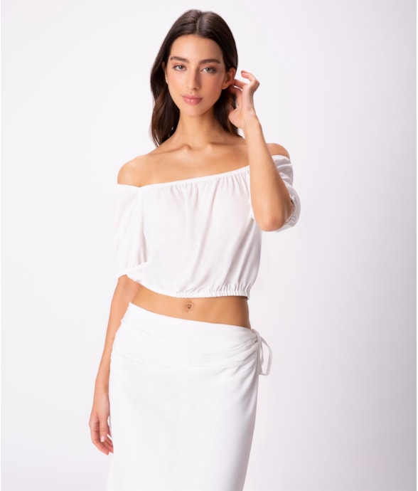 Blusa Cropped Visco Nature Off White