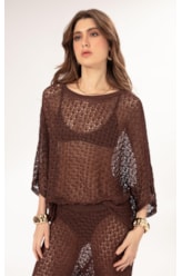 Blusa Dec v Tricot Nice Marrom