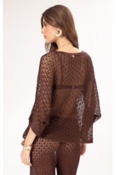 Blusa Dec v Tricot Nice Marrom