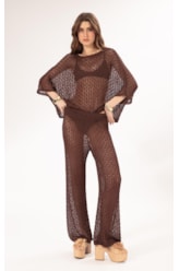 Blusa Dec v Tricot Nice Marrom