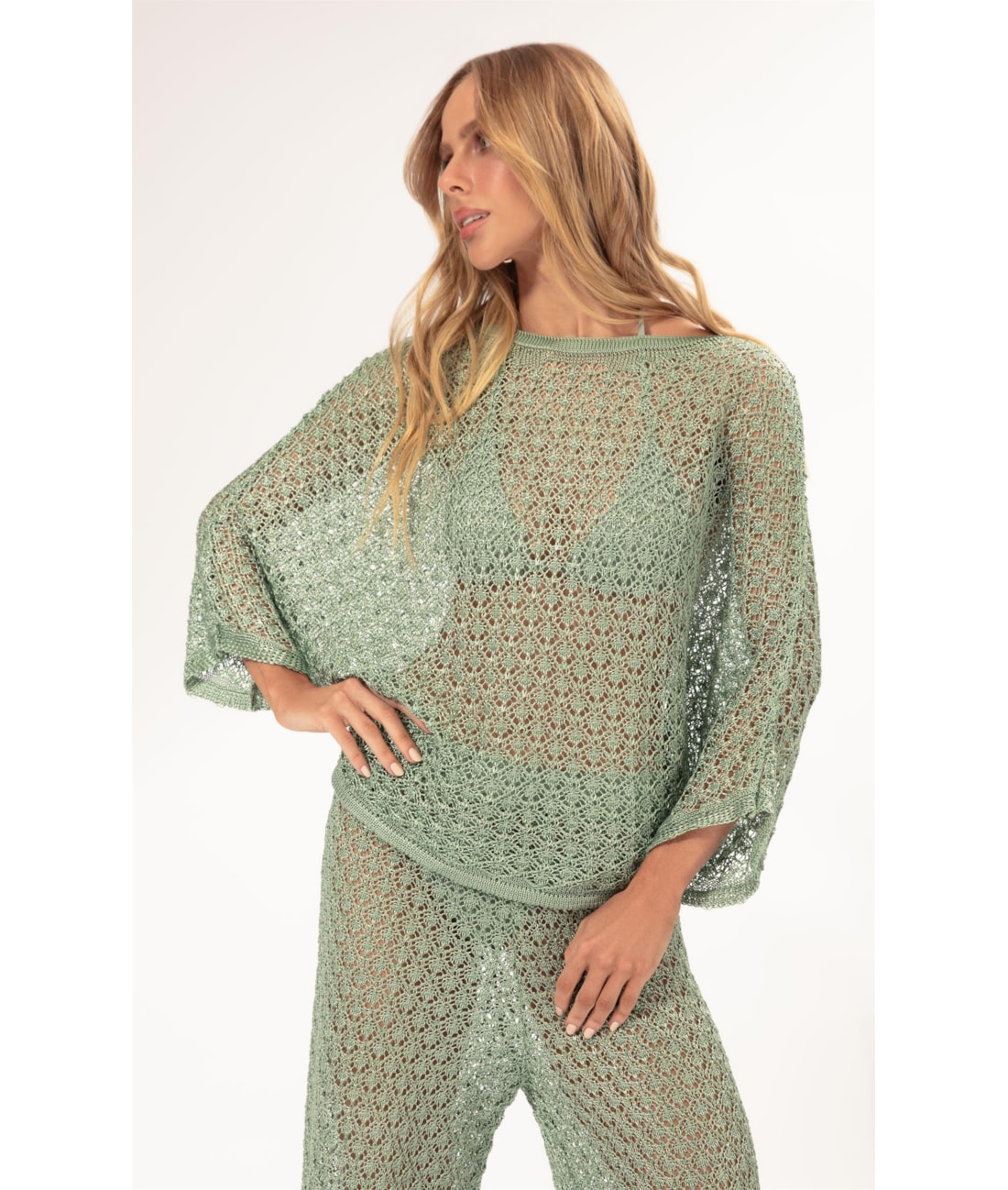 Blusa Dec v Tricot Nice Verde Maca