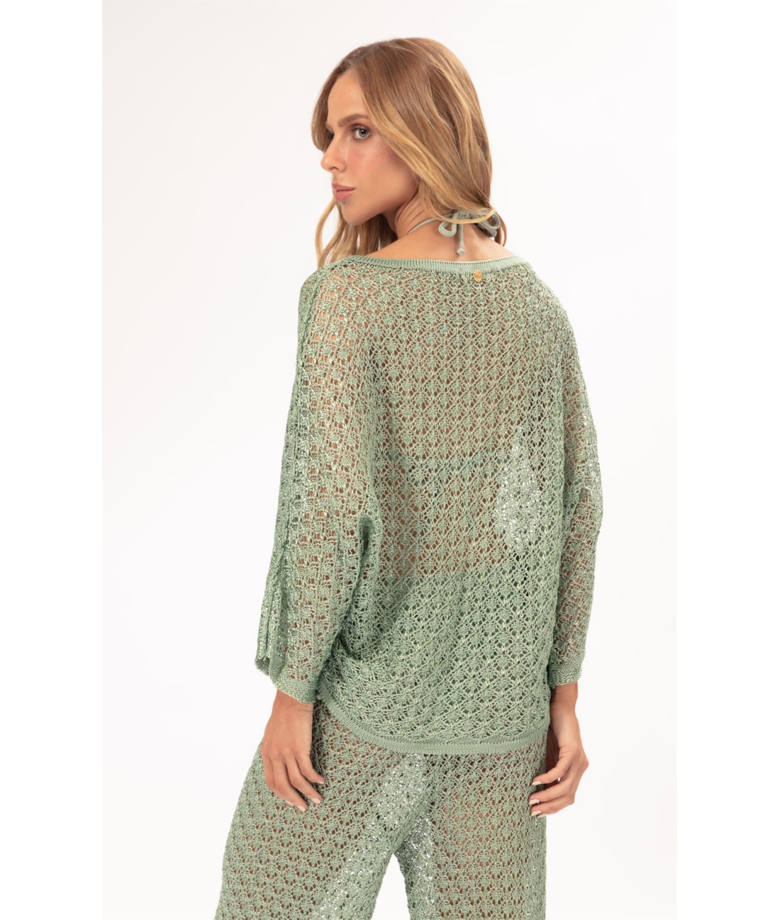 Blusa Dec v Tricot Nice Verde Maca