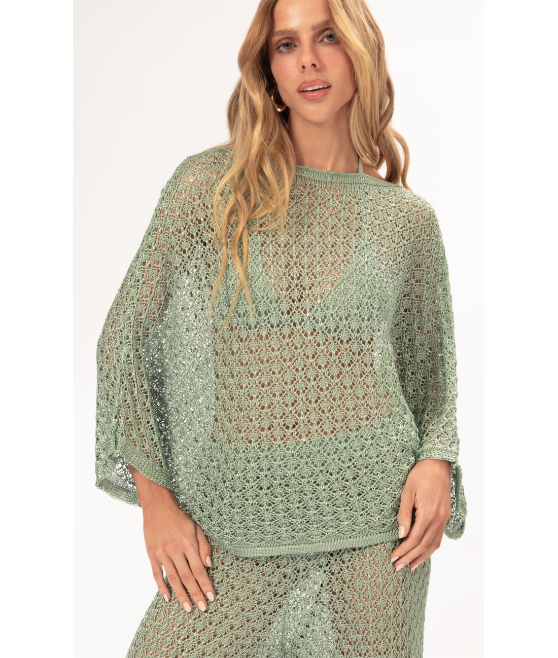 Blusa Dec v Tricot Nice Verde Maca
