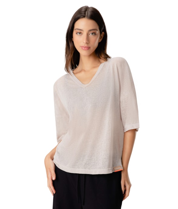 Blusa Decote v Caqui
